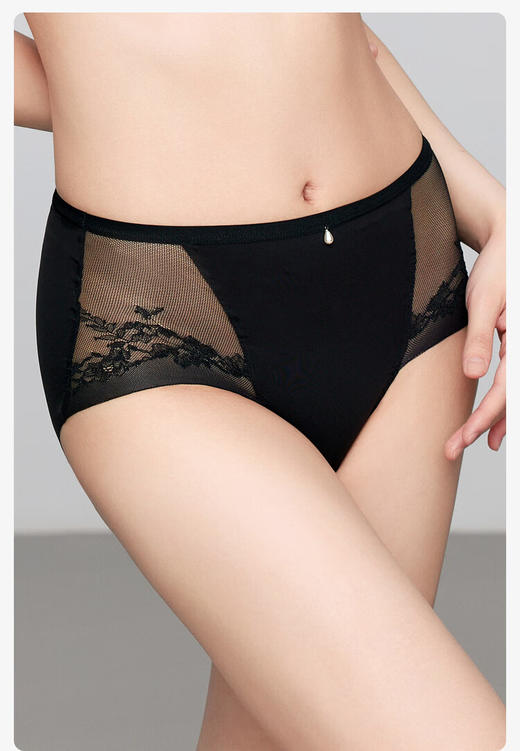 【3F】安莉芳拼接蕾丝性感高腰三角裤女士无痕包臀内裤E300914 商品图0
