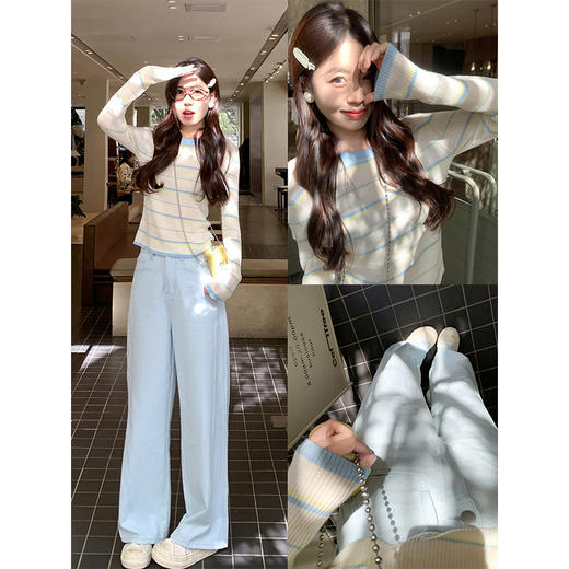 <曾小咸推荐>3.23现货秒杀 ！微信超特价！蓝白条纹针织衫 日常129.99 立减50 秒杀79.99！！ 商品图2