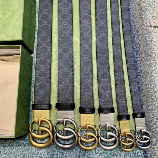 GU 情侣💏腰带 经典GG压印帆布面料  搭配黑色牛皮，旋转五金扣头 ，双面自由切换使用，时尚魅力大气上档次 🎁全套专柜包装 商品图0