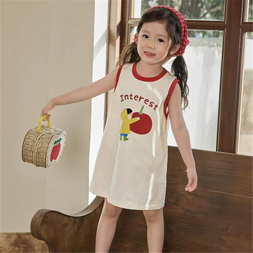 夏季女宝宝女长款背心裙婴儿凉感冰瓷棉连衣裙休闲T恤裙80-150cm 商品图1