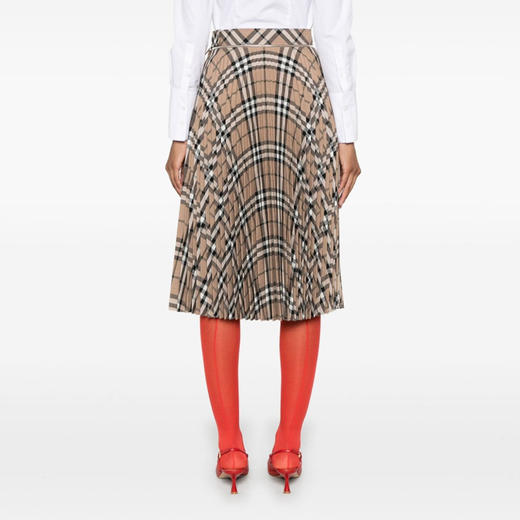 BURBERRY 巴宝莉 女士徽标中长半身裙 格子 8095798 C1202 商品图2