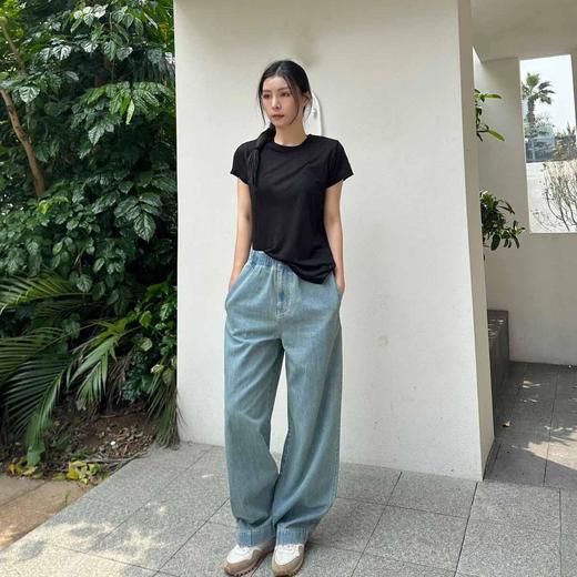 顺丰包邮洛诗琳60648春季新款立体裁剪松紧腰休闲纯棉牛仔裤女061 商品图0