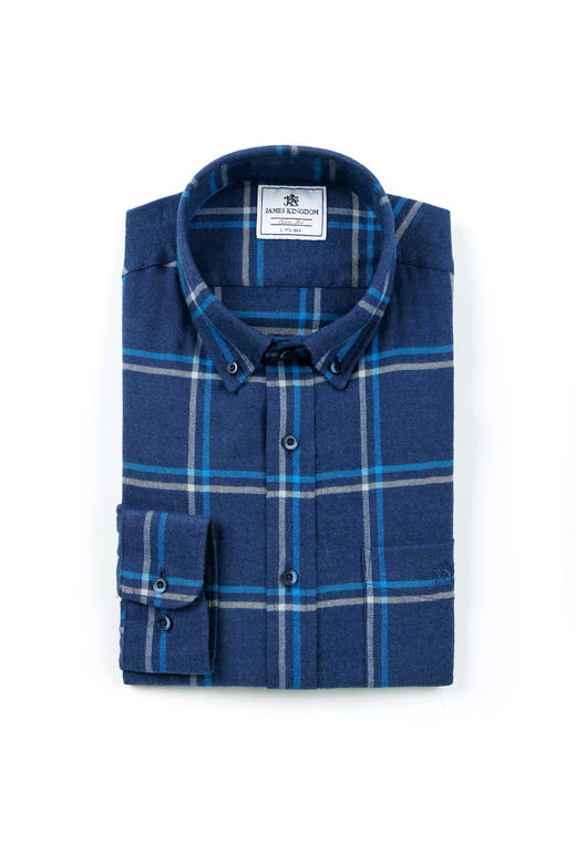 占姆士法兰绒衬衫男长袖中青年格子英伦风商务休闲新款衬衫春季 商品图12