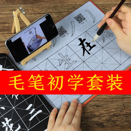 墨点字帖：【视频指导水写布】毛笔套装初学墨点毛笔字帖练字专用本初学者入门套装小学生儿童书法临摹荆霄鹏颜真卿多宝塔碑毛笔字水写布 商品图2