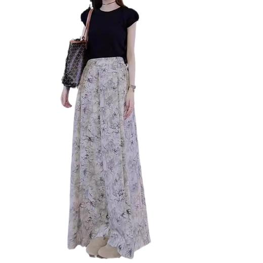 阔腿裤女夏季新款宽松显瘦裙裤高腰水墨印花新中式裤子扎染禅意裤 商品图4