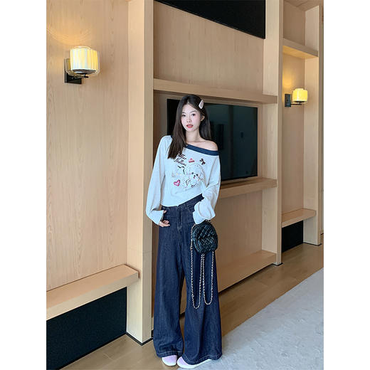 <曾小咸推荐>3.16现货秒杀 ！微信超特价！韩系小狗印花露肩针织衫 日常149.99 立减60 秒杀89.99！！ 商品图3