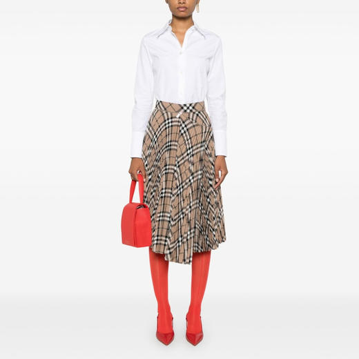 BURBERRY 巴宝莉 女士徽标中长半身裙 格子 8095798 C1202 商品图3