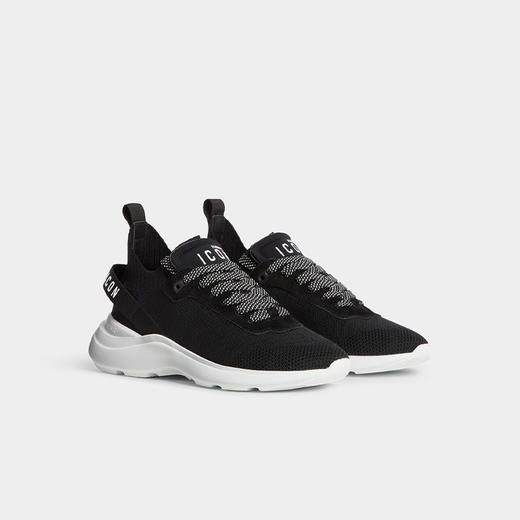 DSQUARED2 男士弹力聚酯纤维平纹针织套穿休闲运动鞋 黑色 SNM0396 59207989 M063 商品图1