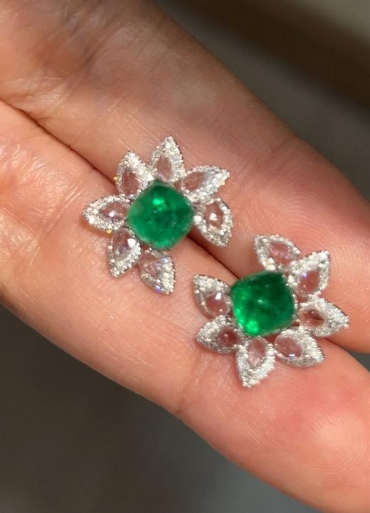 2.65ct糖塔祖母绿耳钉 商品图2