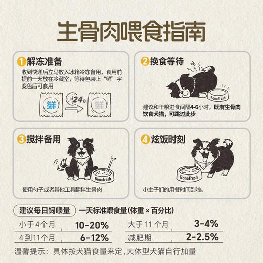 识鲜生全价犬用生骨肉块鸡肉鸭肉75g*9/盒 商品图5