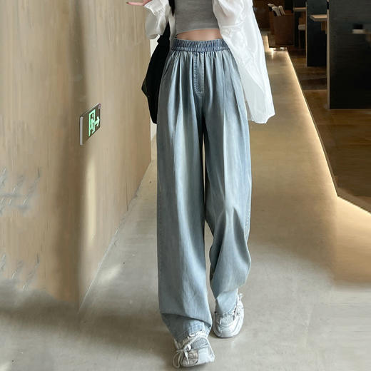 首开即爆 2025新款 天丝垂坠感牛仔山本裤 宽松直筒裤 丝滑轻薄  遮肉藏胯 显高显瘦 商品图6