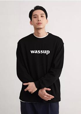 WASSUP-基础logo印花长袖T恤