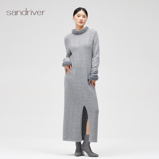 西藏羊绒女超长开叉套衫SJF96W312N 商品图0