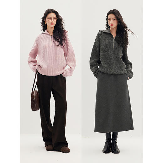 棉仓346605001-yxk-初棉半开襟拉链云朵毛衣 商品图4