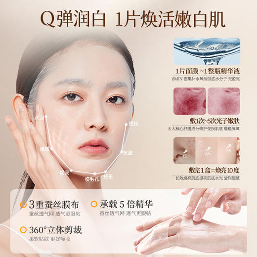 儒意美白淡斑水润面膜10片/盒 美白淡斑抗氧去黄提亮肤色补水保湿|儒意官方商城 商品图1