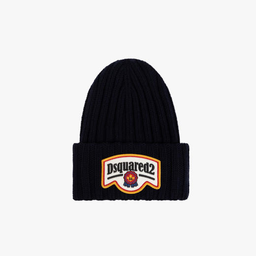 DSQUARED2 男士刺绣贴片羊毛针织帽 深蓝色 KNM0180 01W00306 3073 商品图0
