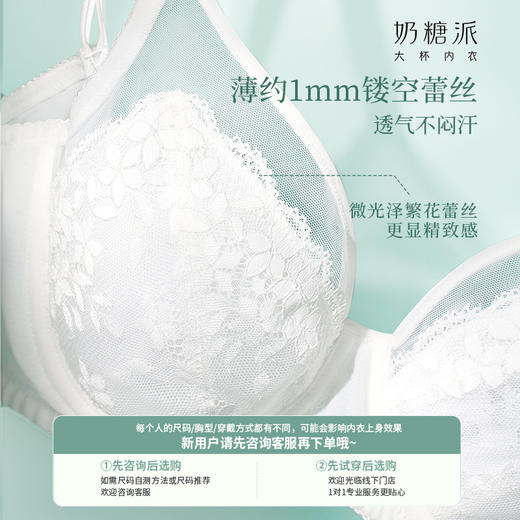 [白栀子]大胸显小全罩杯超薄文胸超薄聚拢承托防下垂内衣女 商品图4
