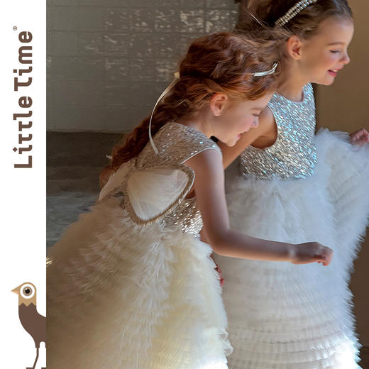 Littletime女童连衣裙2025春夏公主裙礼服儿童甜美网纱亮片蛋糕裙 商品图2