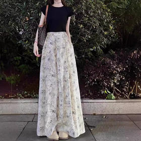 阔腿裤女夏季新款宽松显瘦裙裤高腰水墨印花新中式裤子扎染禅意裤