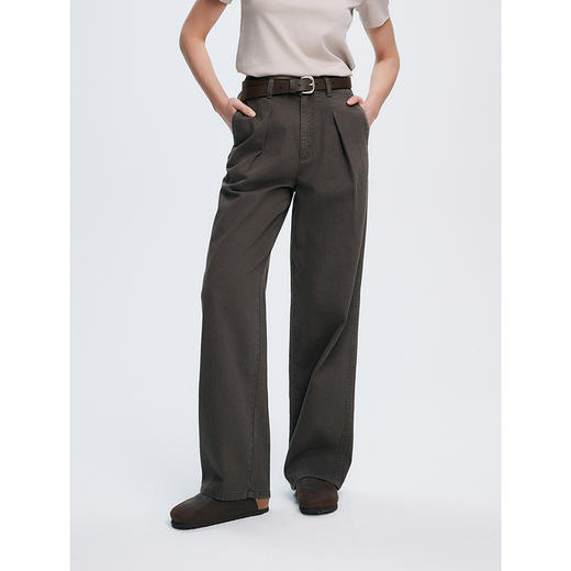 棉仓362618018-初棉打褶阔感水洗镰刀牛仔裤 商品图1