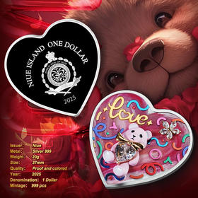 【新币发行】2025年纽埃情人节纪念币·粉色小熊