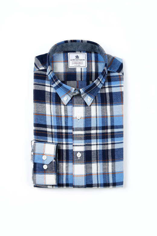 占姆士法兰绒衬衫男长袖中青年格子英伦风商务休闲新款衬衫春季 商品图4