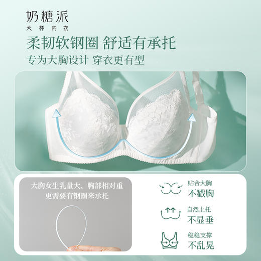 [白栀子]大胸显小全罩杯超薄文胸超薄聚拢承托防下垂内衣女 商品图3