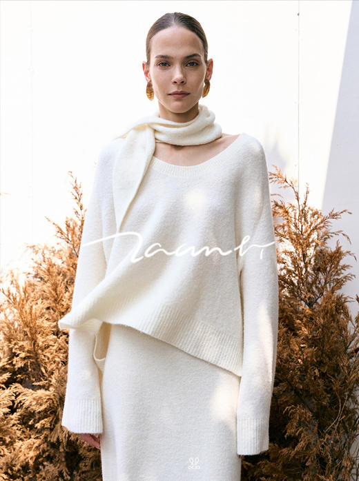 ZAANLI｜ZN10017 绵白色 云感羊绒羊毛水滴领针织上衣 商品图2