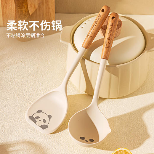 摩登主妇mototo熊猫硅胶锅铲不粘锅专用耐高温炒菜铲子盛汤勺厨具 商品图2
