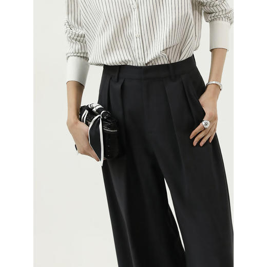 COCOBELLA静奢风高智感打褶西裤春商务休闲直筒阔腿裤PA3069 商品图2