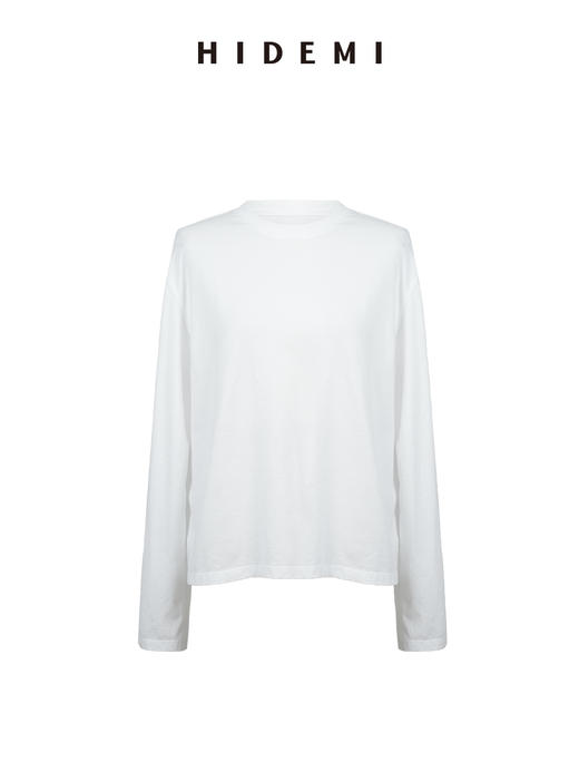 HIDEMI 自然纯棉织标系列圆领透气舒适长袖t恤 商品图8