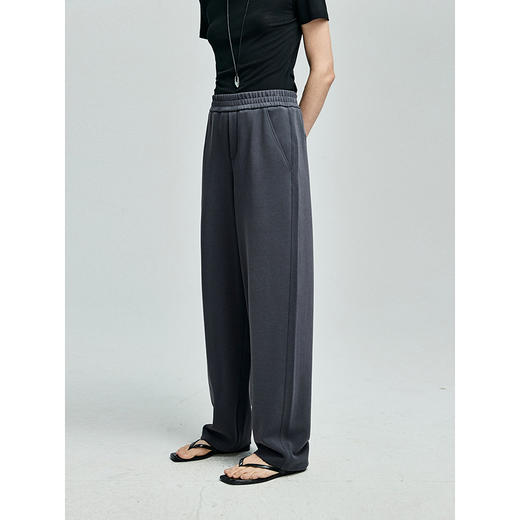 棉仓362681001-初棉高腰阔腿空气层休闲裤哈伦廓形卫裤 商品图2