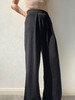 ZAANLI｜ZN40006 雾黑色 桑蚕丝垂感前褶针织阔腿裤 商品缩略图4