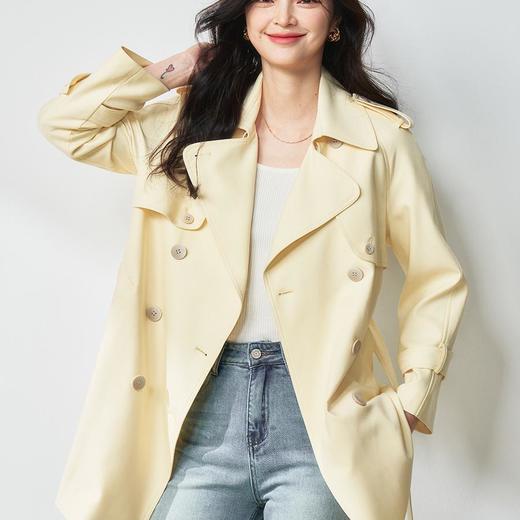 【高货sh】全新升级【铂金会员358/天猫479/差价121】(10529) 洛诗琳25春季宽松风衣外套女士双排扣时尚韩系温柔外套女 商品图0