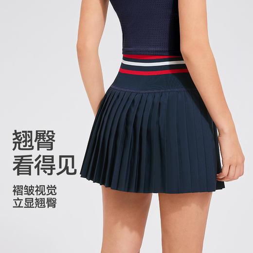 【2025上新】高腰A字百褶裙防走光遮胯跑步显瘦运动透气网球假两件A字裙 商品图2