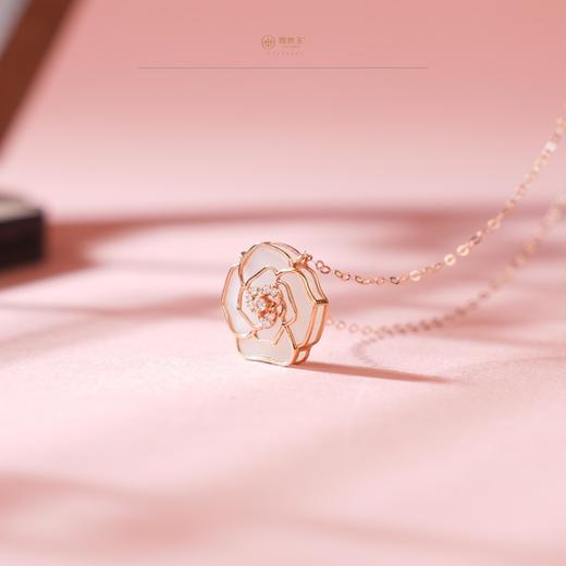 新疆国玉盟世玉和田玉 执手相伴·女人花 晶钻玫瑰 金镶玉项链【带证书·顺丰物流】 商品图4