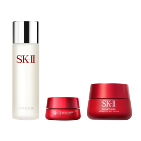 SK-II赋能焕采眼面三件套（SK-II神仙水230ml＋SK-II大红瓶清爽面霜80g+SK-II大红瓶眼霜15ml）送：SK-II礼盒礼袋