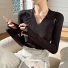 JS法式V领长袖打底衫女春秋修身洋气内搭毛衣修身显瘦一件代发 商品缩略图1