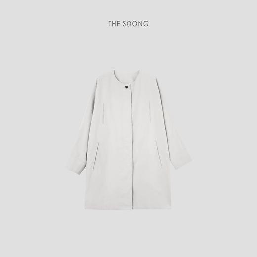 THESOONG‘有风度’极简舒适质感无领单排扣风衣外套HWWT6488 商品图2