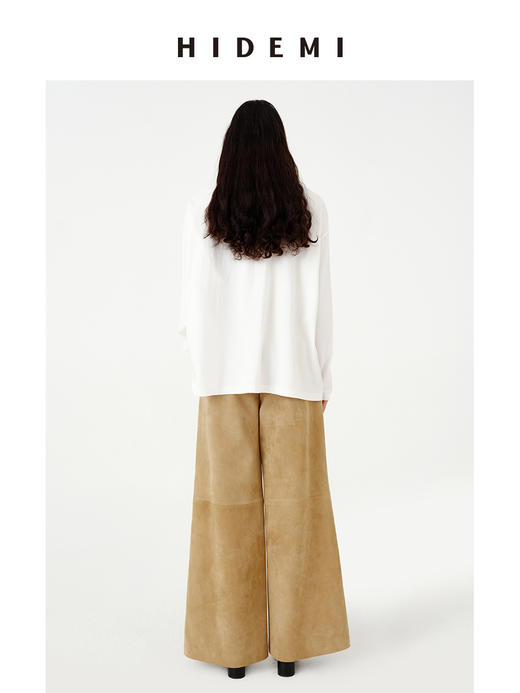 HIDEMI 麂皮大廓形极简西装皮衣阔腿裤套装 商品图8