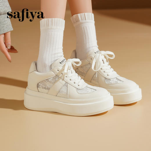 预售10天发|Safiya/索菲娅2025甜美蕾丝千金风透气百搭厚底增高小白鞋 SFD1112180 商品图2