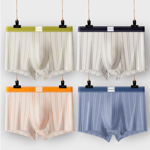 厂家批发男士内裤纯棉条纹四角抗菌加大码平角透气宽松青年短裤衩 商品图2