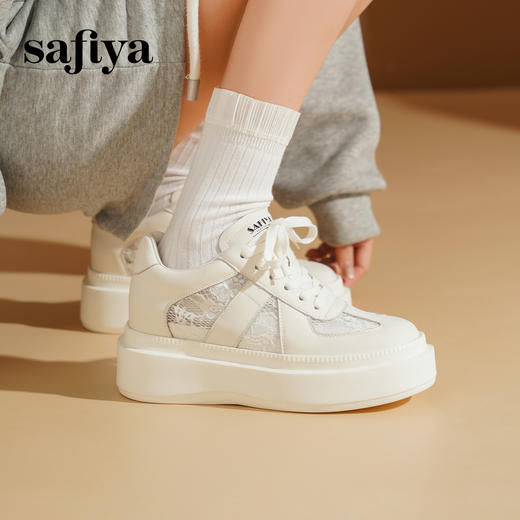 预售10天发|Safiya/索菲娅2025甜美蕾丝千金风透气百搭厚底增高小白鞋 SFD1112180 商品图4