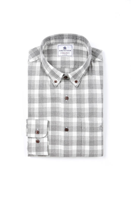 占姆士法兰绒衬衫男长袖中青年格子英伦风商务休闲新款衬衫春季 商品图7