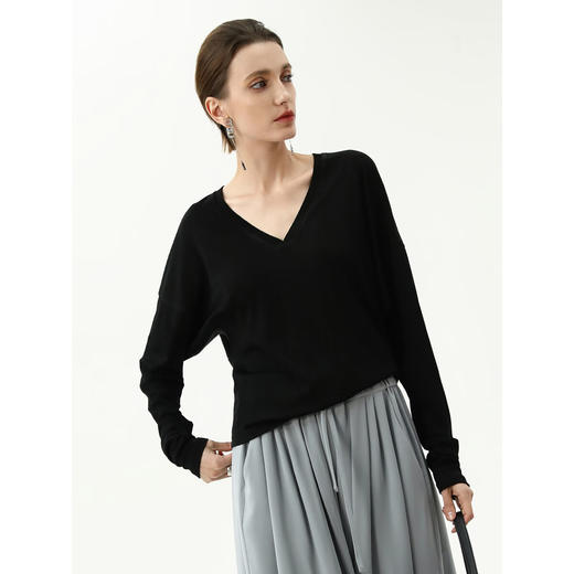 COCOBELLA醋酸纤维坑条针织衫宽松垂顺蝙蝠袖遮阳上衣TS0065 商品图3