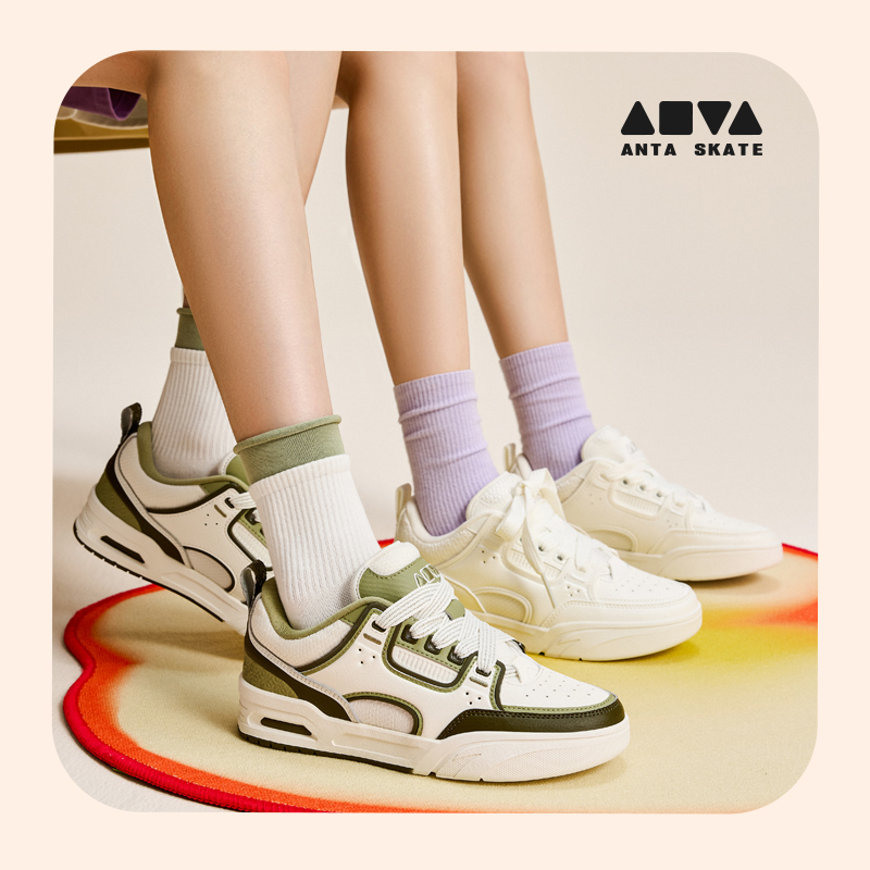 【王一博同款】安踏骜杰丨撞色复古板鞋女鞋运动鞋百搭122518040