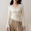 avann 阿曼衣蕾丝V领针织拼接打底衫 优雅气质 通勤穿搭 多色可选11104 商品缩略图2