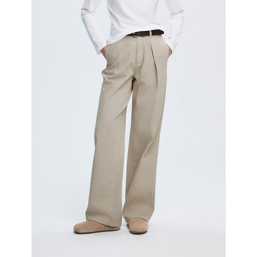 棉仓362618018-初棉打褶阔感水洗镰刀牛仔裤 商品图0