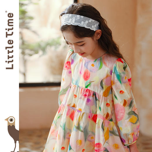 Little time女童连衣裙2025春夏新款儿童公主裙纯棉百搭碎花长裙 商品图1