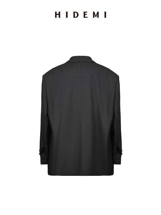 HIDEMI 银线细条纹极简大廓形垫肩大宽肩男朋友卷边西装 商品图13